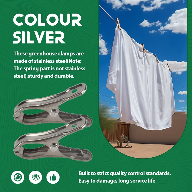 AB15-60 PCS Garden Clips,Greenhouse Clamps Made Of Stainless Steel For Netting,Garden Hoops Or Greenhouse Hoops