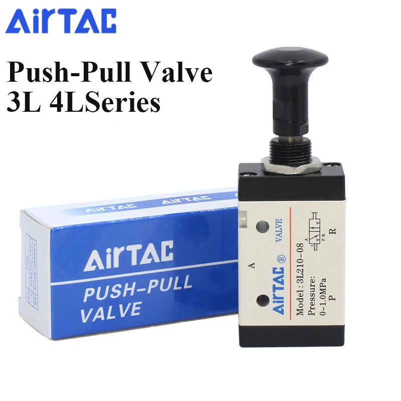 AirTAC 3L110-06 3L210-08 3/2 Way 4L110-06 4L210-08 4L310-10 5/2 Way Pneumatic Air Manual Direct Acting Control Push Pull Valve