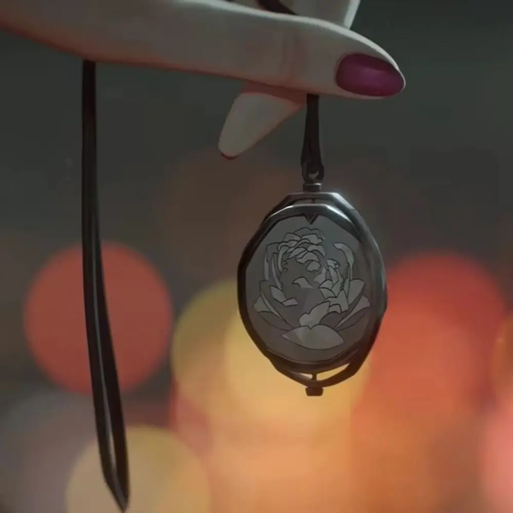 Arcane Season 2 Same Style League of Legends Necklace Blue Rose Double-side Jinx Ekko Head Portrait Gift Rotating