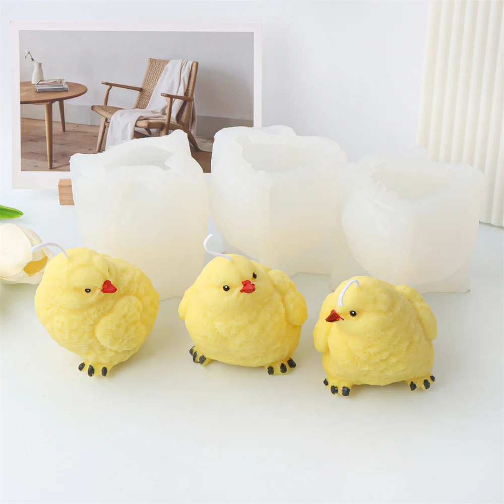 Mini Animal Chicks Candle Silicone Mold Carton Little Duck Soap Making Supplies Cluck Hen Chicken Soy Wax Resin Mould Home Decor