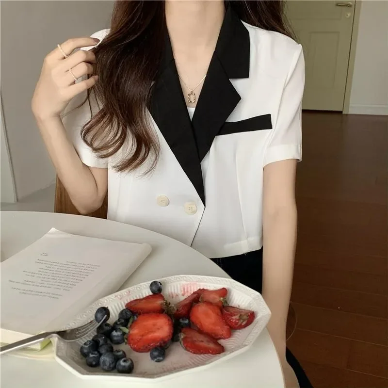 Korean Style Blazers for Women Loose Single Button Design Notched Students Spring Summer Clothing All-match Fashion Niche Simple