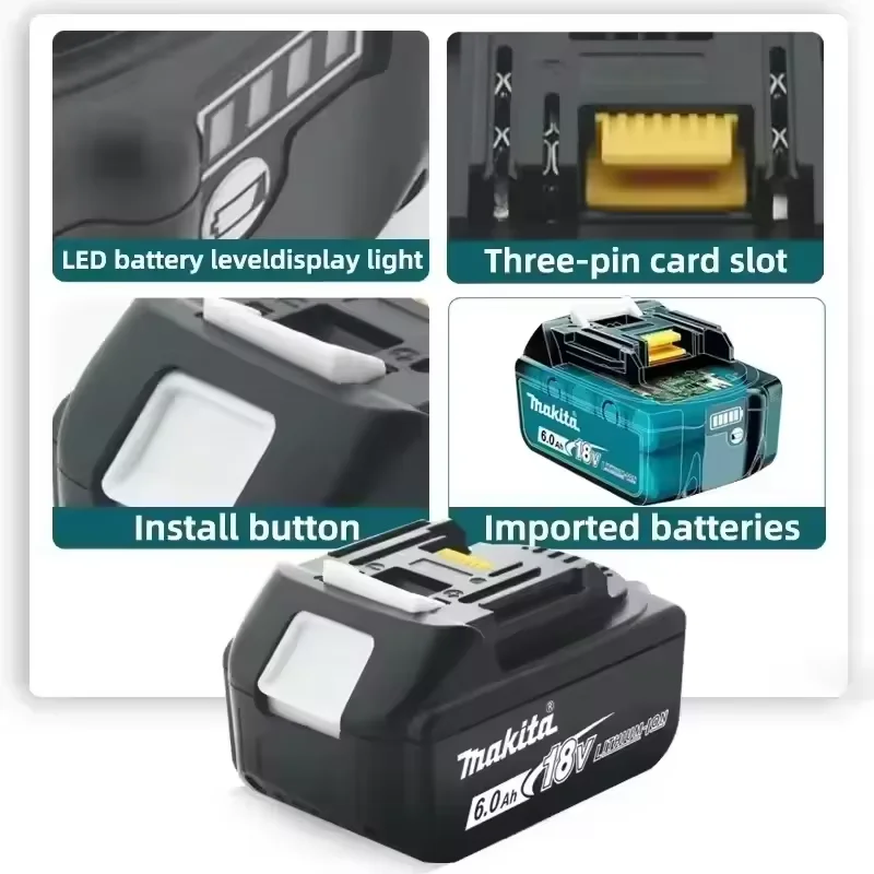 Batería original Makita de 18 V y 9,0 Ah, recargable, para herramientas eléctricas: modelos BL1830, BL1840, BL1850, BL1860B. Batería de litio Makita de 18 V.