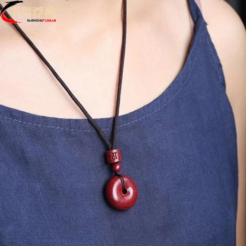 Natural Purple Gold Sand Safety Buckle Pendant Portable Cinnabar Men's and Women's Pendants Safe