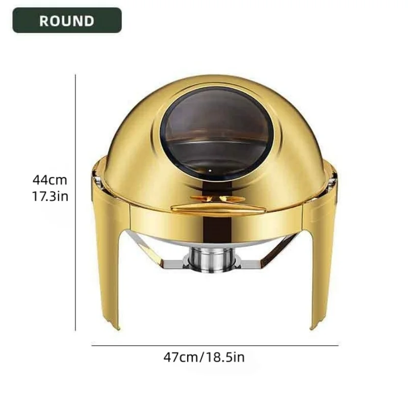 Round Chafing Dishes for Buffet,6QT, Silver/Half Gold/Gold,Roll Top Chafing Dish Buffet Set