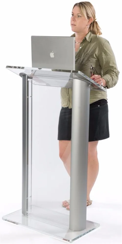 Factory Hot Sell Contemporary Podium Church Pulpit Acrylic Aluminum Alloy Podium With Spacious Reading Surface