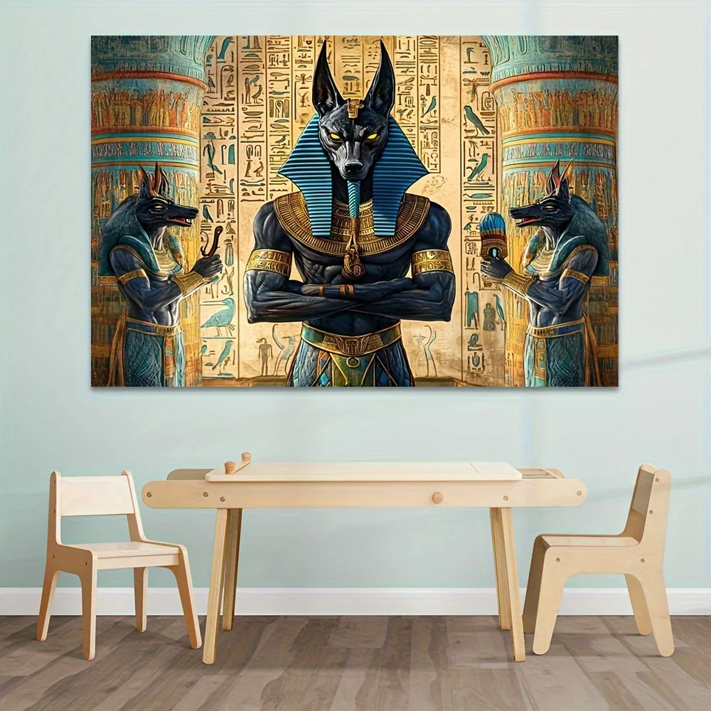 Anubis Tapestry 130x150cm – Egyptian Wall Hanging with Hieroglyphs, Boho Dorm Decor & Photo Backdrop