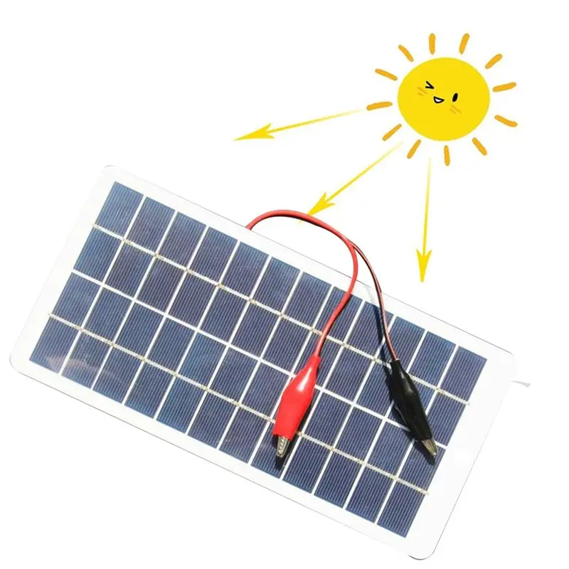 SPECIAL OFFER~5W 12V Polysilicon Solar Panel Outdoor Portable Waterproof Charging Panel with Clips Can Charge 9-12V Battery