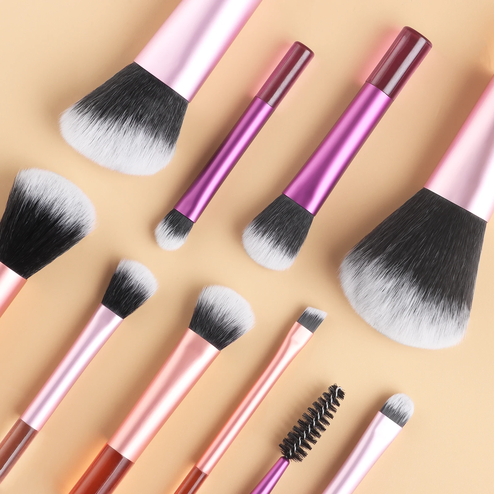 메이크업 브러쉬 세트, 플라스틱 귀여운 휴대용 미니 다기능 메이크업 브러쉬, 초보자용 화장품 메이크업 도구, 10 개