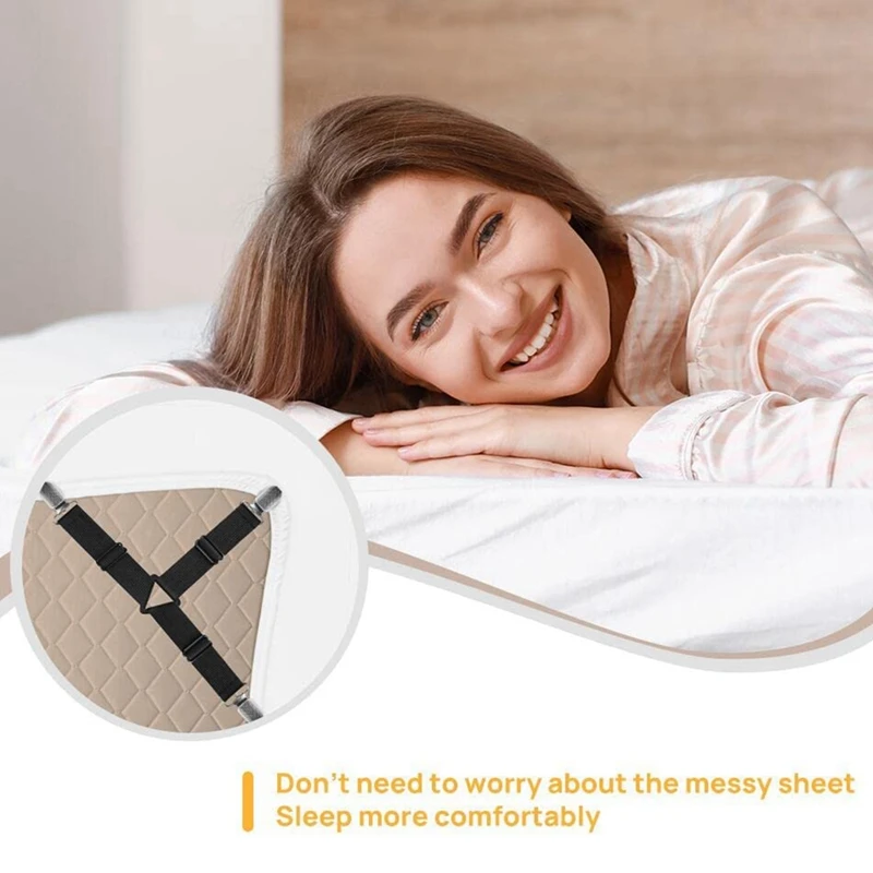 Uchwyt antypoślizgowy pasek na prześcieradło regulowane elastyczne zapięcia z żelaznymi klipsami, uchwyt na prześcieradło dla dopasowane prześcieradła, łatwy montaż