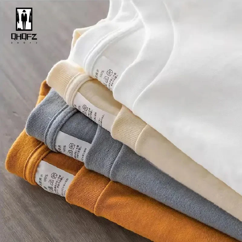 12 Color Oversized Heavyweight T Shirt for Men Summer Short Sleeve Tee 100% Cotton Plain Top Casual Men\'s Clothing