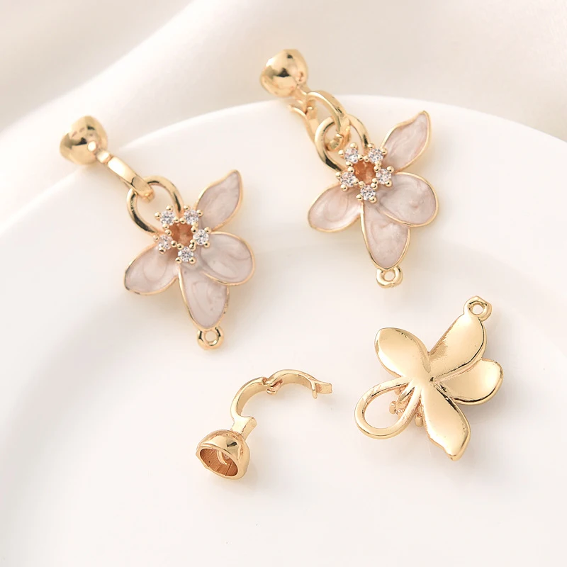 Gold Plated Flower Connector Fasteners Lock Closure Clasps Accessories For DIY Women Needlework Beads Jewelry Making