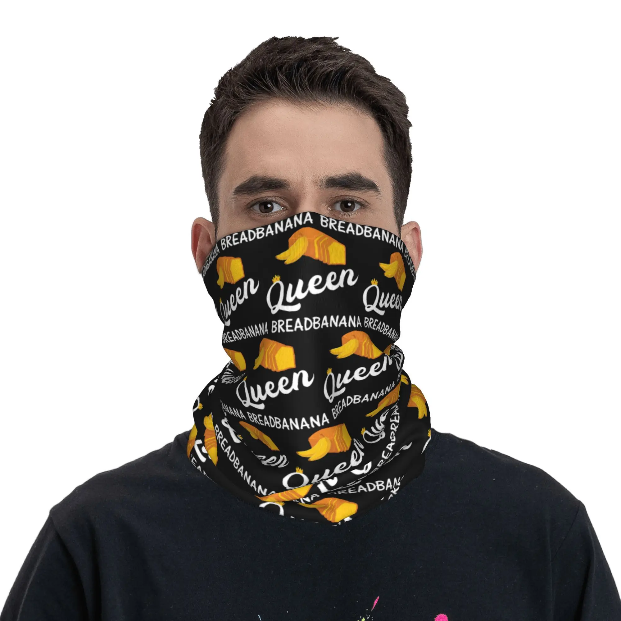Baking Banana Bread Queen Bandana Neck Gaiter Syal Bungkus Cetak Hiasan Kepala Multifungsi Lari untuk Pria Wanita Dewasa Dapat Dicuci