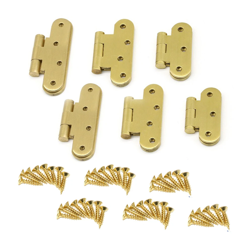 2Pcs Gold H-Type Cabinet Hinges Decorative Brass Hinges for Wooden Doors Windows Kitchen Cupboard Wardrobe Jewelry Boxes Mailbox