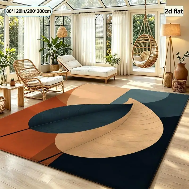 Modern Medieval Leaf Geometric Art Carpet Floor Mat for Home Living Room