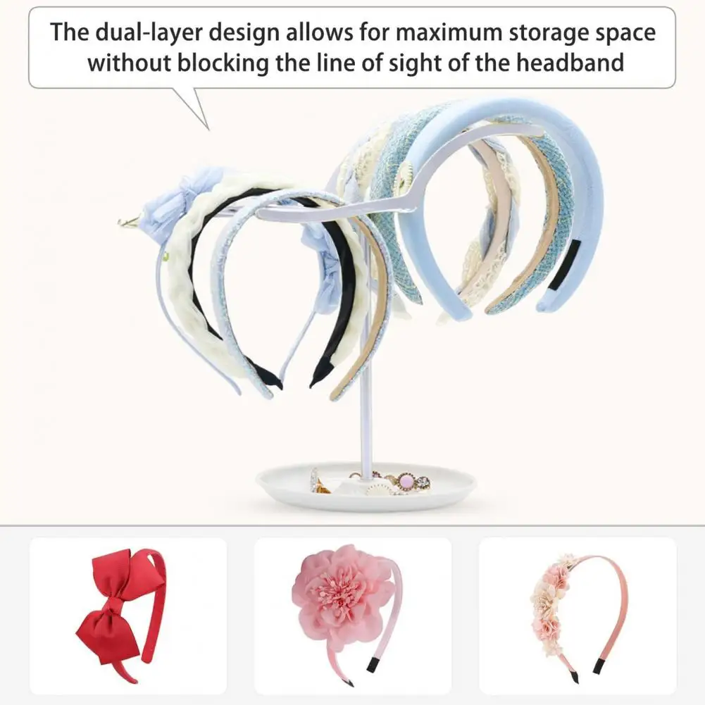 Headband Display Stand 2-tier Metal Headband Holder Sturdy Hair Hoop Display Stand High Stability Organizer with for Headbands
