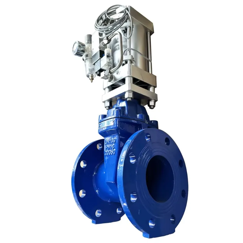 Katup Gerbang Dudukan Resilien Bersegel Lunak Aktuator Pneumatik Paduan Aluminium DIN3352 DIN3202 Tenaga Manual