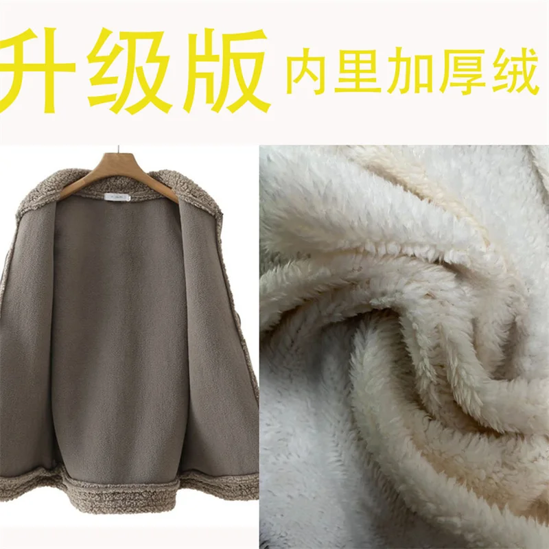 Autumn and Winter New Top for Middle and Old Age Women\'s Lamb Fleece Vest Wearing Over the Shoulder Young Mom Thickened Tank Top