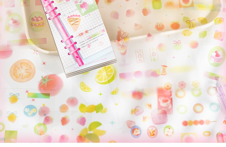 TIANZI 24-Sheet Kawaii Creative Fruit Theme Die Cut Stickers Book for DIY Scrapbooking Handmade Aesthetic Diary Stickers