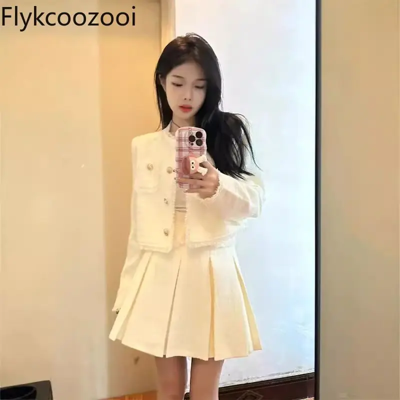 

French Style Coat and Skirt Suit Autumn and Winter Temperament and Socialite Petite Top Two-piece Set for Women