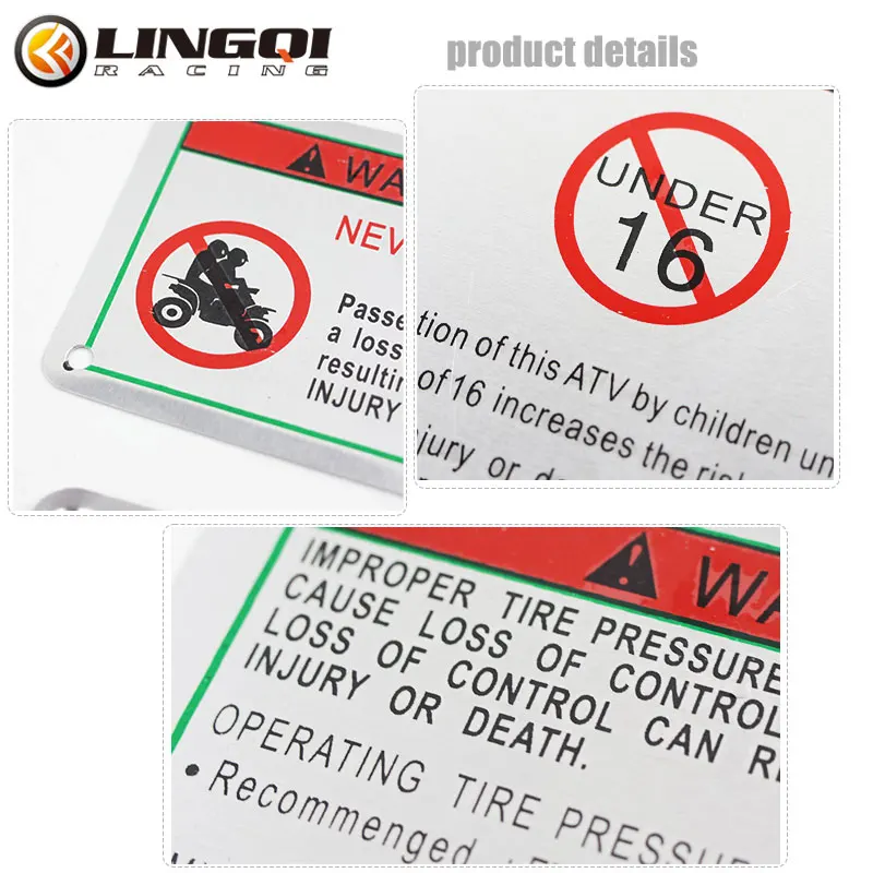 LING QI Motorcycle Warning Sign Aluminum Alloy Public Slogan And Rules Sheet Label Reflective Plate For ATV Pit Dirt Bike Parts