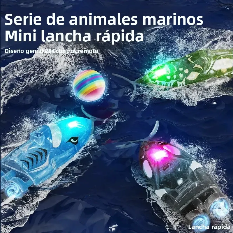 JunZheHub Lancha Teledirigida para Juegos Acuáticos, Embarcación Radiocontrolada para Niños, Modelo de Barco Rápido E Impermeable con Iluminación