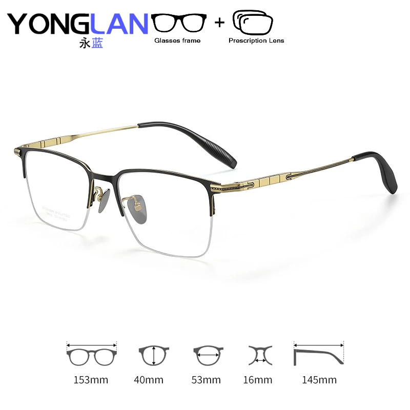 Popular Metal Eyebrow Square Prescription Glasses for Men Photochromic/Myopia Optical Eyeglasses Progressive Eyewear