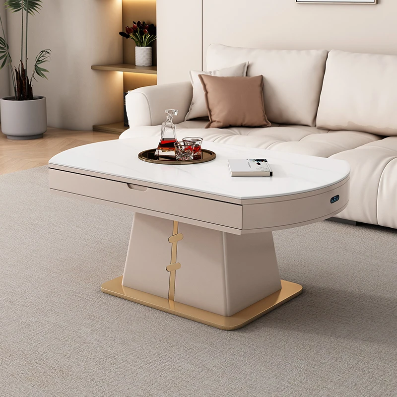 

1 meter multi-functional telescopic rock slab coffee table small apartment household light luxury intelligent voice-activated li