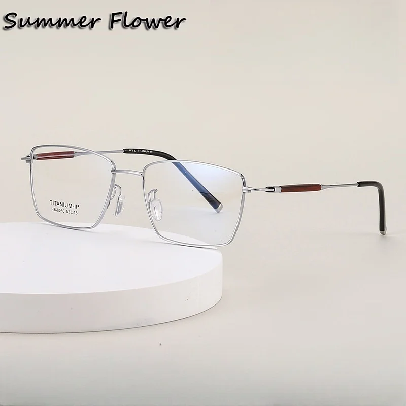 

52mm Gentlemen Eyewear Men Pure Titanium Rosewood Optical Frame for Man Myopia Gafas Ultra Light Square Glasses Frame for Male