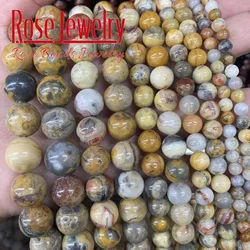 Natural Stone Yellow Crazy Lace Agates Beads Round Loose Beads 4 6 8 10 12 MM For Jewelry Making Diy Bracelets Accessories 15