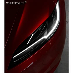 For Tesla Model 3 Highland TPU Blackened Headlight Taillight Protective Film Modification Black Color Changing Films Handle Film