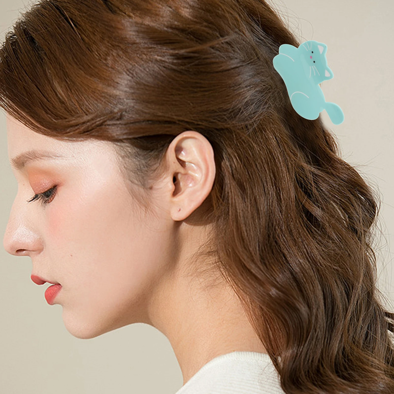 

Cute Cat Clip Kawaii Animal Hairpin For Women Girls Sky-Blue Durable Easy Stylish Colorful Comfortable Fun Accessory Daily Party