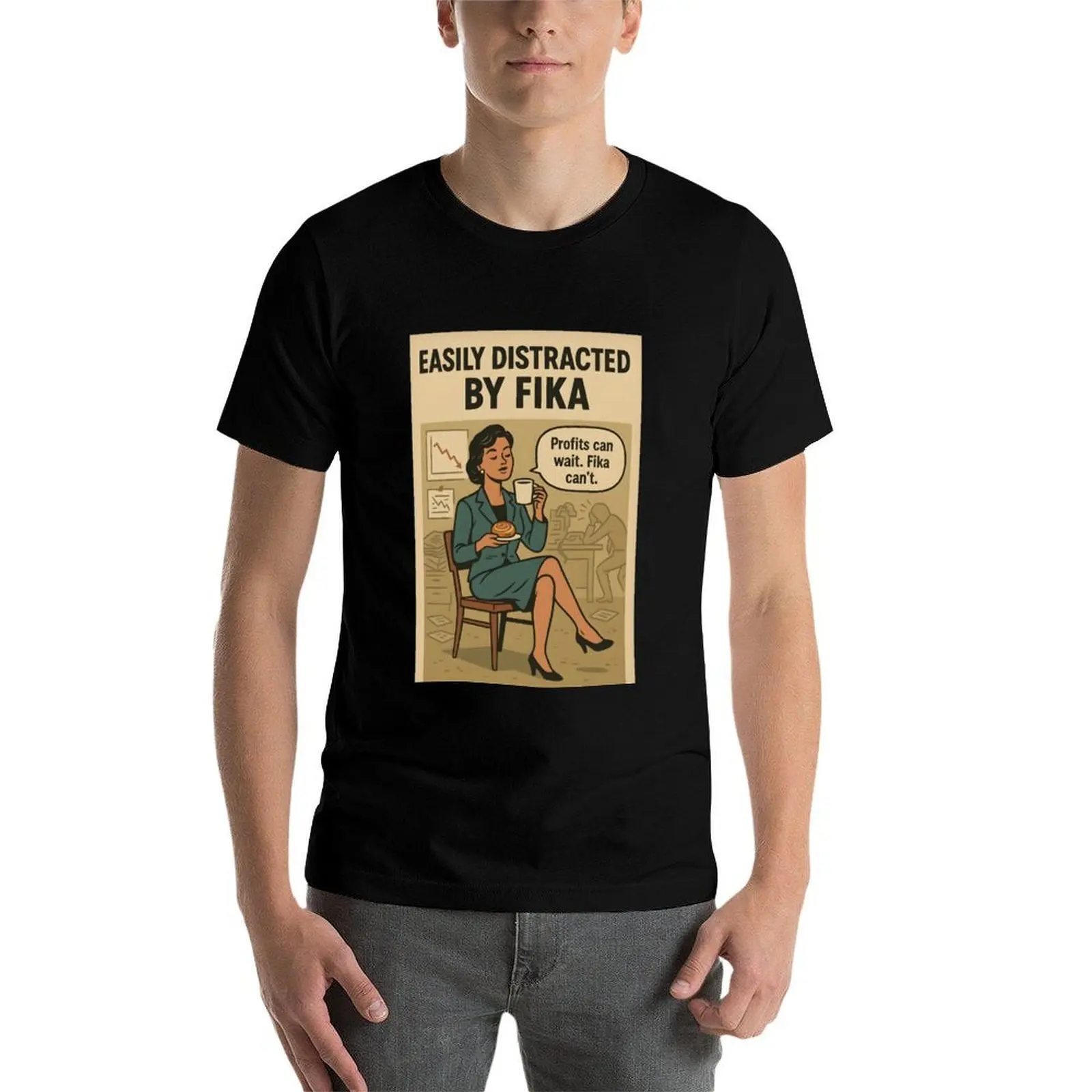 يتم تشتيتها بسهولة بواسطة Fika - تي شيرت الرئيس التنفيذي، قمصان امتصاص سريعة الجفاف، تي شيرت شخصي، ملابس رجالية، ملابس فاخرة للرجال