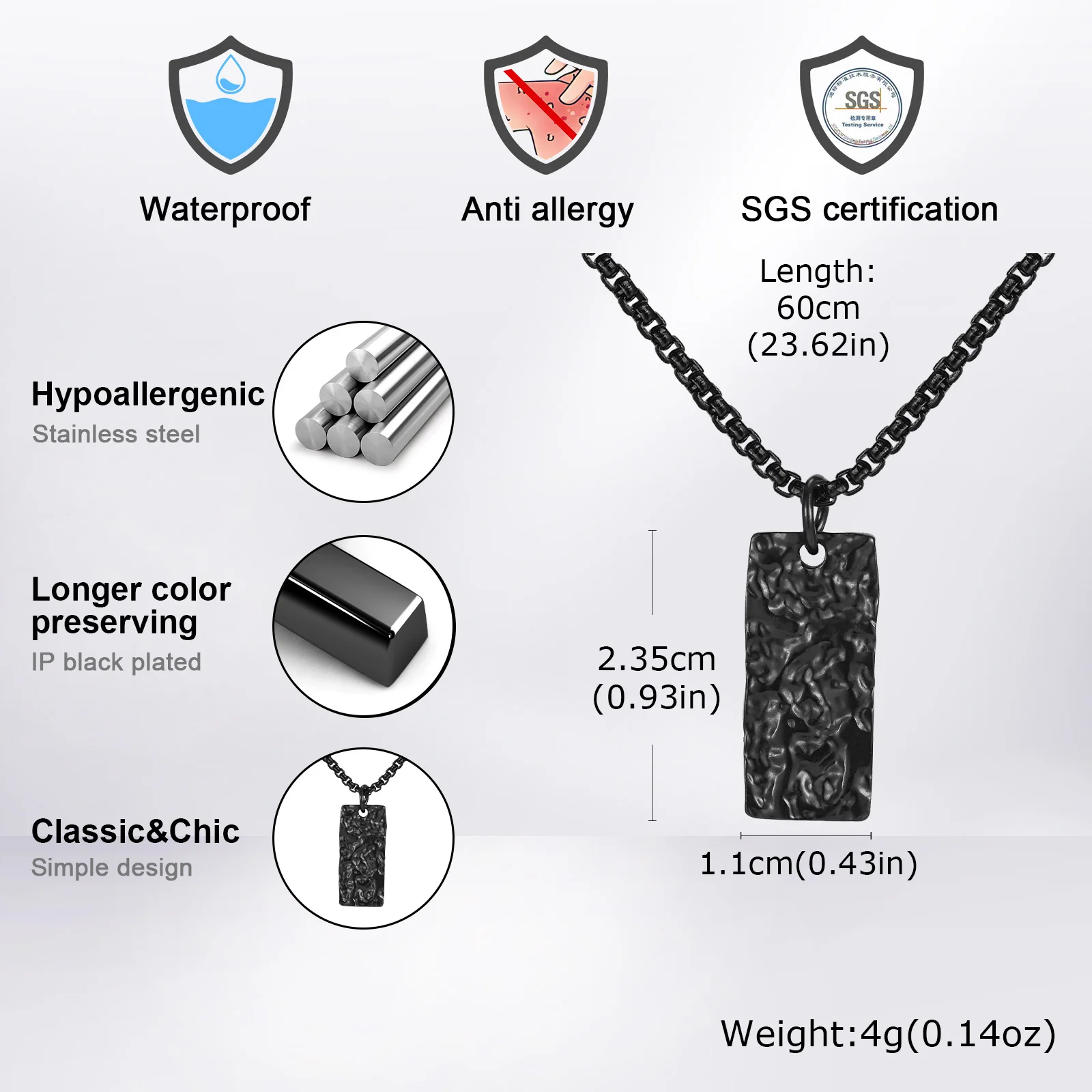 VNOX Men's Geometric Stainless Steel Pendant Necklace