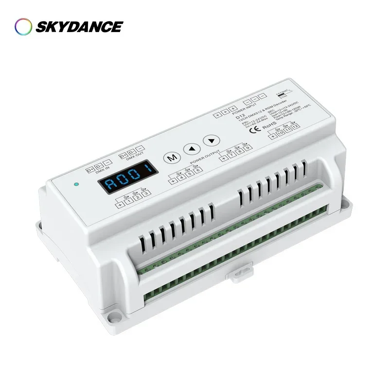 

12CH/ 24CH RGB/RGBW DIN Rail DMX Dimming Controller LED Strip Dimmer Constant Voltage DMX512 & RDM Decoder DC12-24V