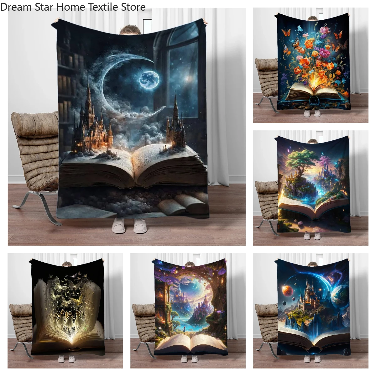 

Magic Book Flannel Blanket Children Warm Soft Blanket for Sofa Bed Cover Blanket Suitable for Birthday Souvenir Camping Gifts