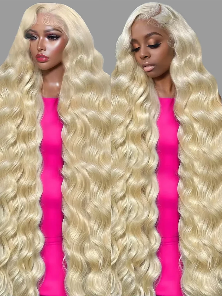 

613 Body Wave Blonde 13x6 Hd Lace Frontal Human Hair Wig Brazilian Color Water Wave Lace Frontal Wig 220% 30 40Inch For Women