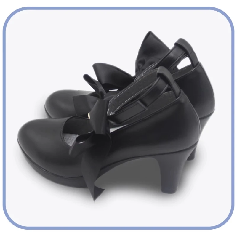 لعبة الأزرق الأرشيف Iochi Mari تأثيري أحذية الكبار للجنسين جلدية عالية الكعب أحذية سوداء زي الهالوين الدعائم الملحقات