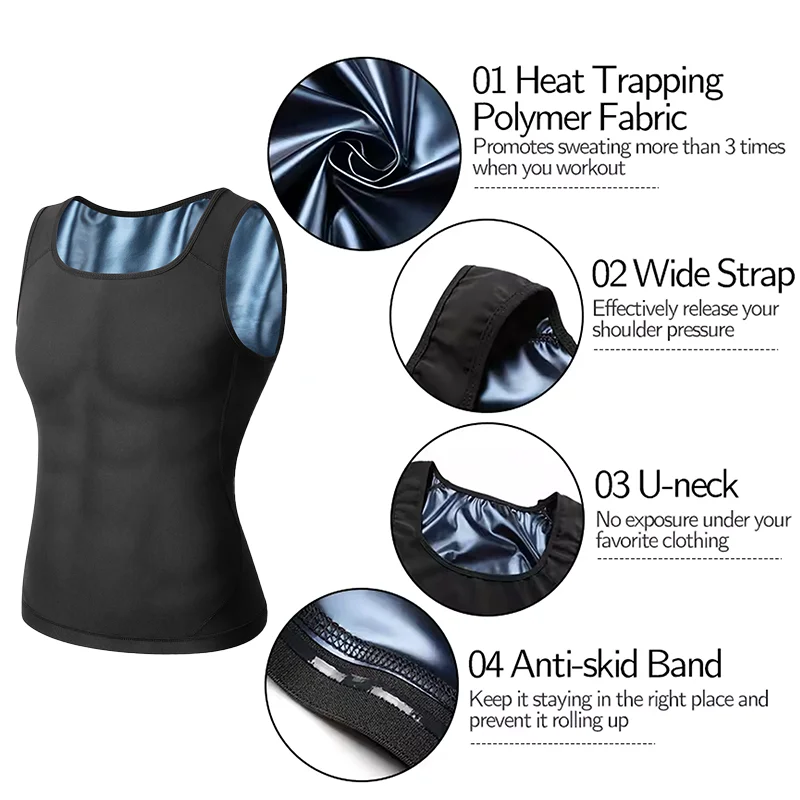 ملكة جمال مولي الرجال ساونا بذلة رياضية بلا أكمام الحرارة محاصرة تانك القمم البطن التحكم فاجا مدرب خصر تجريب اللياقة البدنية عرق مشد