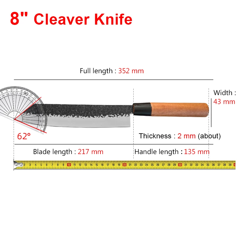 الفولاذ المقاوم للصدأ المطبخ سكين الطاهي تقطيع وتقطيع لحوم البقر السكاكين مقبض خشبي اليد مزورة الساطور سكين أدوات الطبخ #2