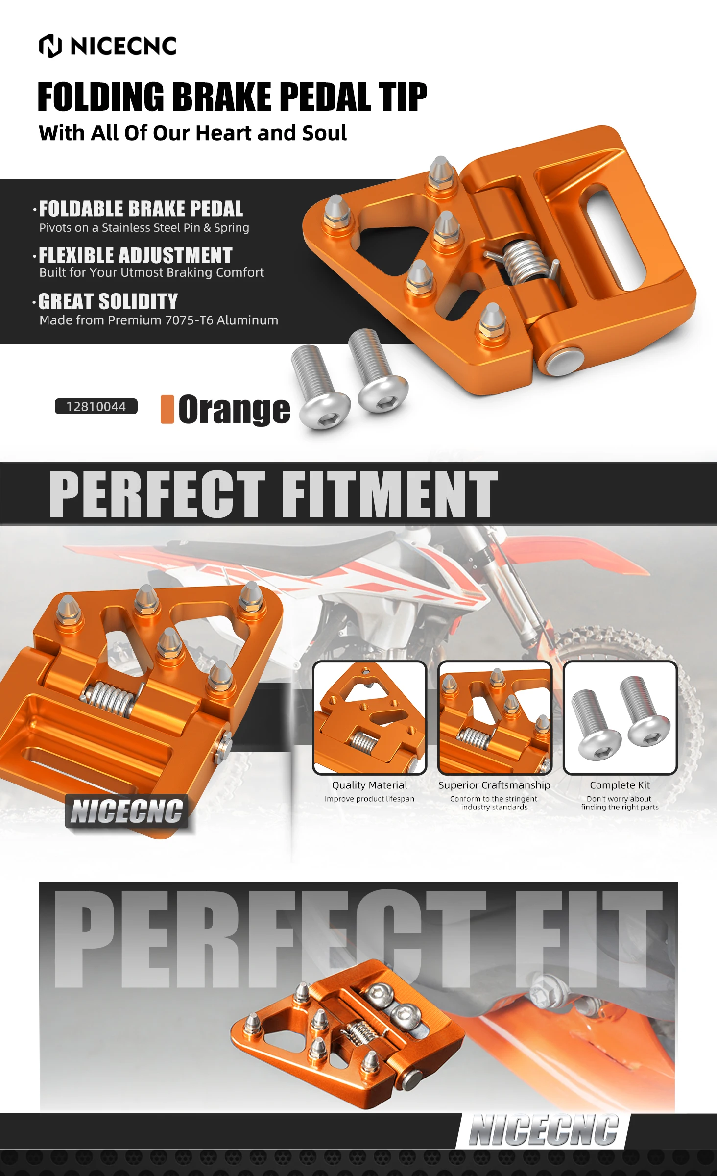 NICECNC Für KTM EXC 300 TPI SX 125 SXF 450 EXCF 350 XCW 500XC 300XCF 250 6D 2017-2024 Für Husqvarna Hinten Bremspedal Schritt Tipps – Detail 1
