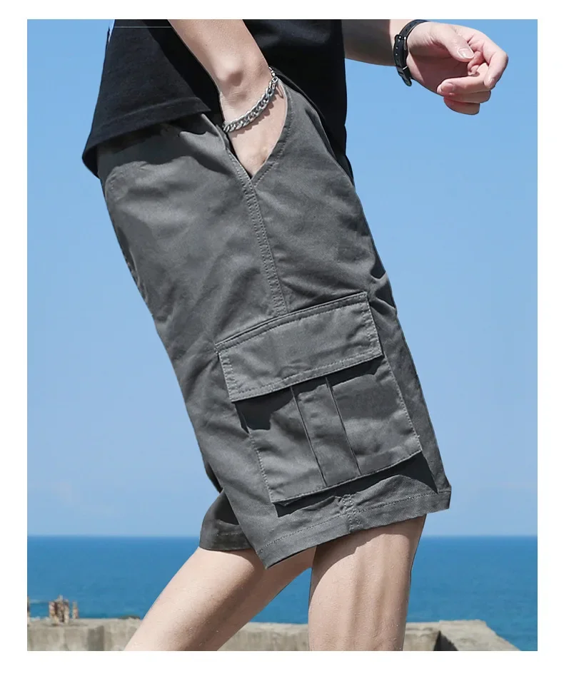 2023 New Summer Men Trend Cargo Shorts Men's Letter Print Pocket Shorts Fashion Casual Straight Shorts Male Ropa Hombre