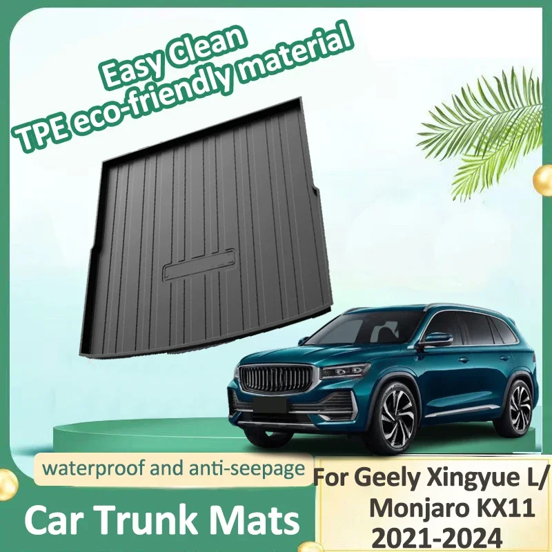 Car Trunk Mat For Geely Monjaro Xingyue L KX11 2021 2022 2023 2024 Car Boot Pad Liner Cargo Floor Carpet Tray Cars Accessories