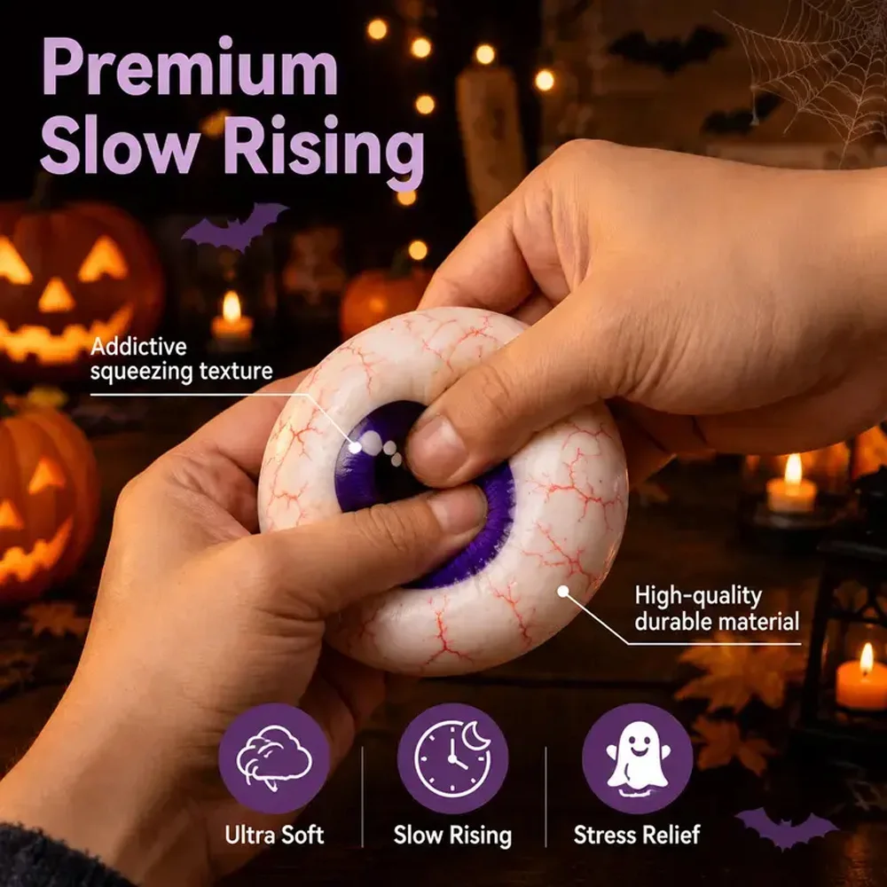 10cm Halloween Mystery Glitter Squishy Fidget Pumpkin Ghost Eyeball Skull Stress Relief Squeeze Ball Party Home Decor DIY Kit
