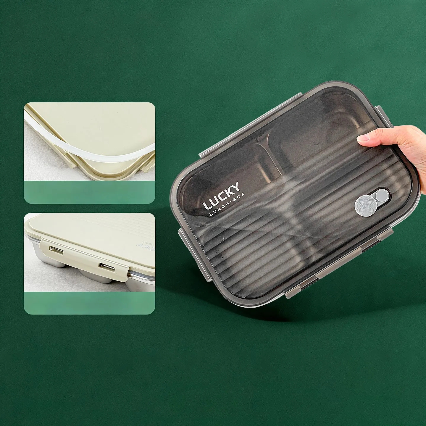 304 Stainless Steel Divided Bento Lunch Box Portable Sealed Fruit Salad Food Container For Kids Students Dinner Plate With Lid view 6