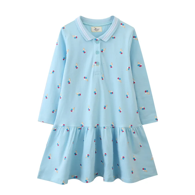 

Spring and Autumn New Girls' Dress for Young Children Fashionable Turn-Down Collar Knitted Long Sleeve Dress Distribution