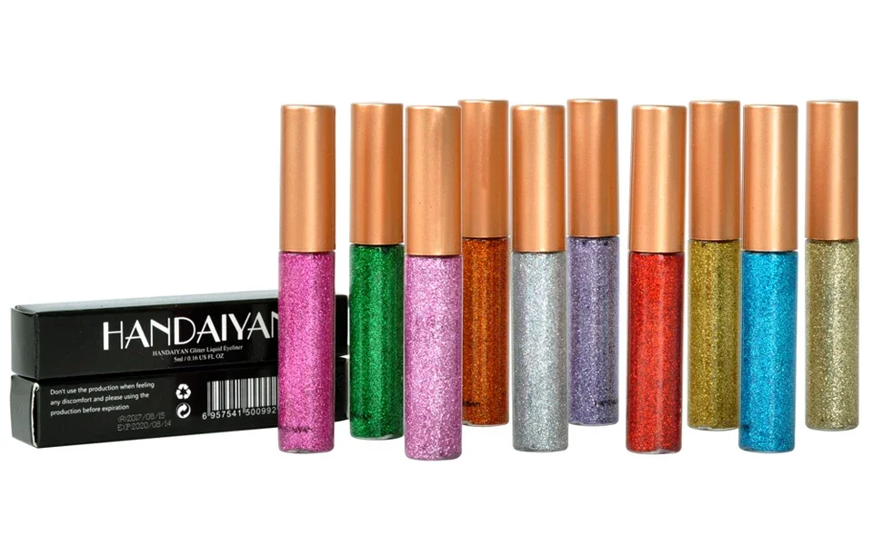 HANDAIYAN Glitzer-Flüssig-Eyeliner-Stift Funkelndes Hochglanz-Pigment Bühnen-Diamant-Lidschatten Langanhaltend Wasserfest Augen-Make-up – Detail 8