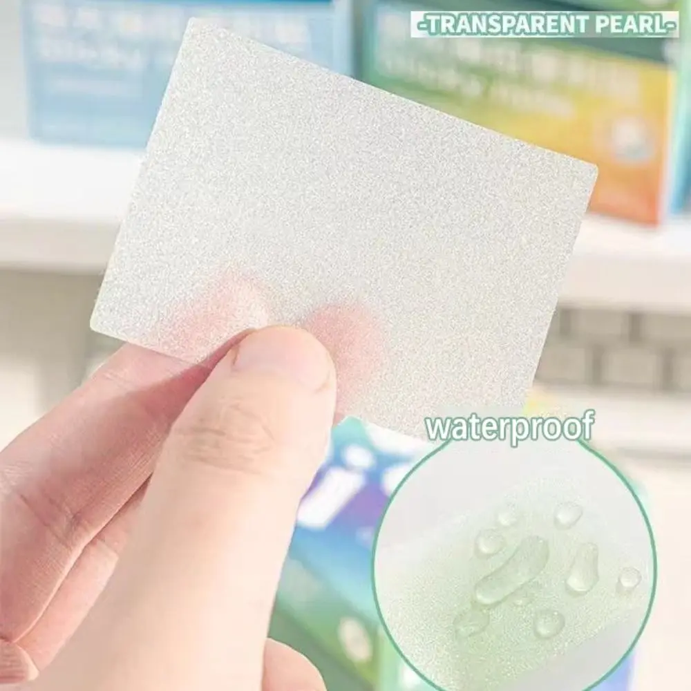 

126 листов, прозрачные жемчужные перламутровые липкие вкладки, эстетические канцелярские принадлежности, полная клейкая выдвижная этикетка, пустые наклейки