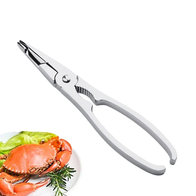 C Picking Crab Meat Is Easy Seafood Tool Set Crab Crackers Picks Spoons Set Stainless Steel Pliers Lobster Clamp Pliers Clip view 3