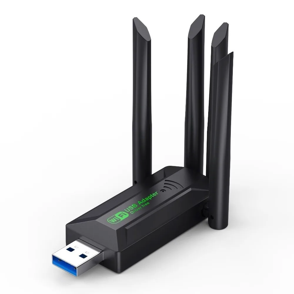 4 هوائي ثنائي النطاق واي فاي USB محول واجهة USB 2.4G/5Ghz 1200Mbps واي فاي دونغل استقبال بطاقة الشبكة اللاسلكية قوية