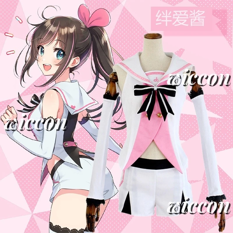 VTuber YouTuber Virtual Idol Kizuna AI Channel Cosplay Costume Wig Sexy Woman Anime Top Shorts Halloween Lolita Style Kawai Suit